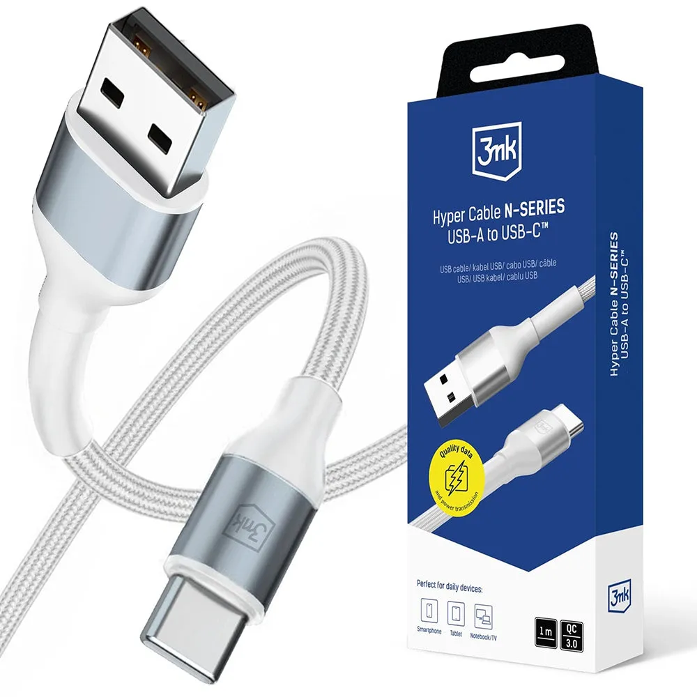 Cavo Dati e Ricarica USB-A - USB-C 3MK Hyper N, 18W, 1m, Bianco - immagine 1
