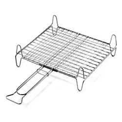 Griglia barbecue rete doppia con piedi acciaio (40x35cm) Cromo lucido A13540 - immagine 1