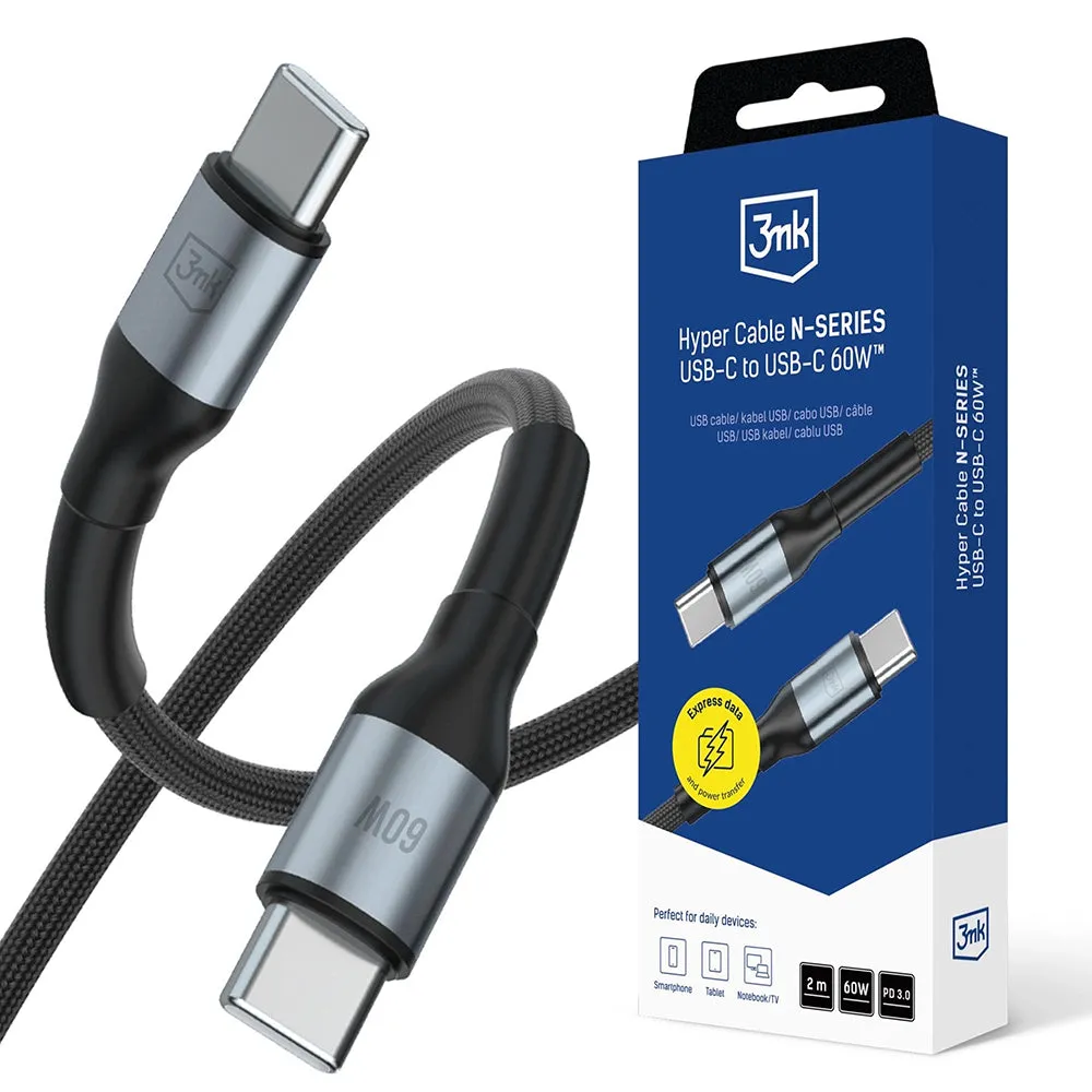 Cavo Dati e Ricarica USB-C - USB-C 3MK Hyper N, 60W, 2m, Nero - immagine 1