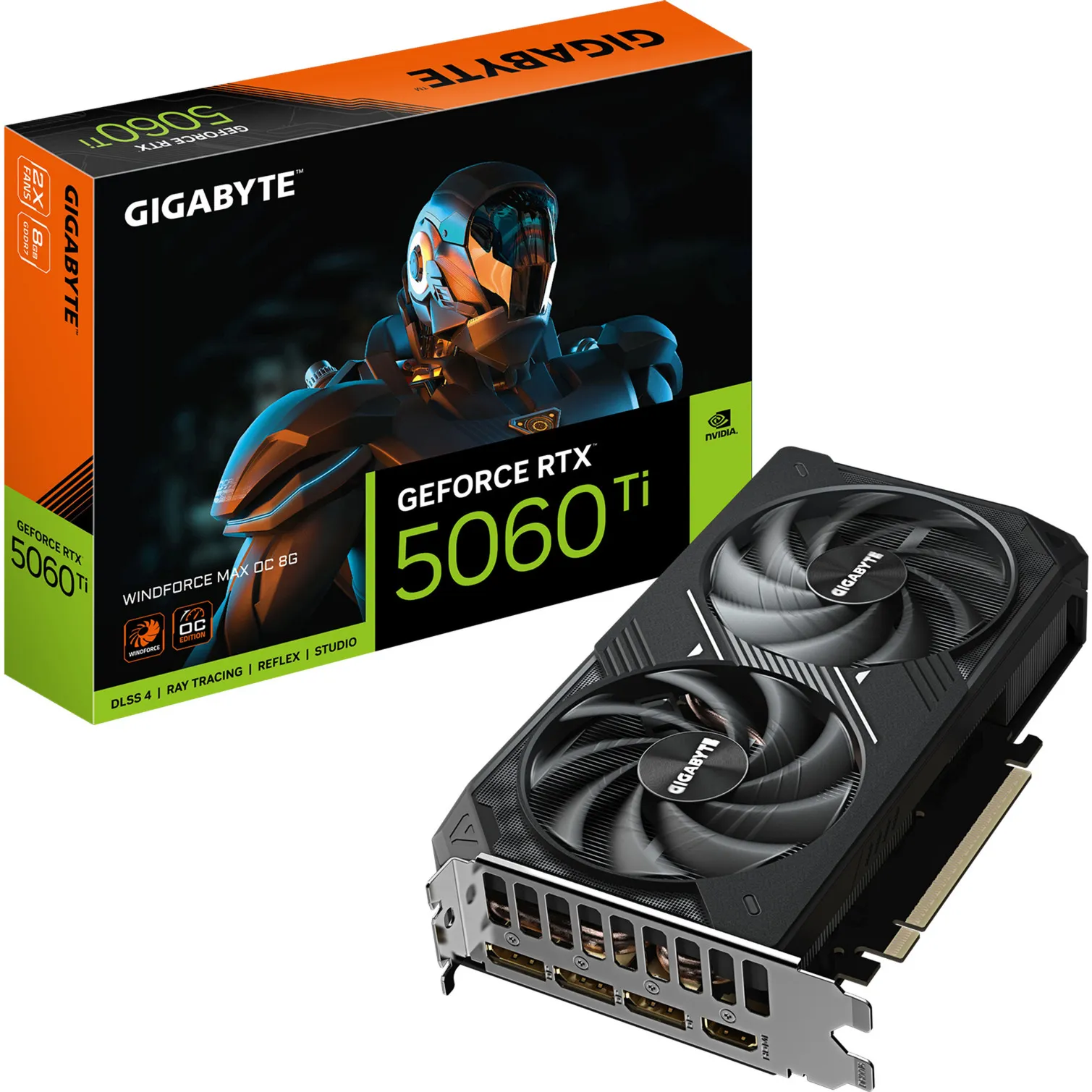 GeForce RTX 5060 Ti WINDFORCE MAX OC 8G Scheda Grafica – 8 GB GDDR7, 128 bit, PCI-E 5.0, 2587 MHz Frequenza del core, 3 x DisplayPort, 1 x HDMI, NVIDIA DLSS 4, GV-N506TWF2MAX OC-8GD - immagine 1