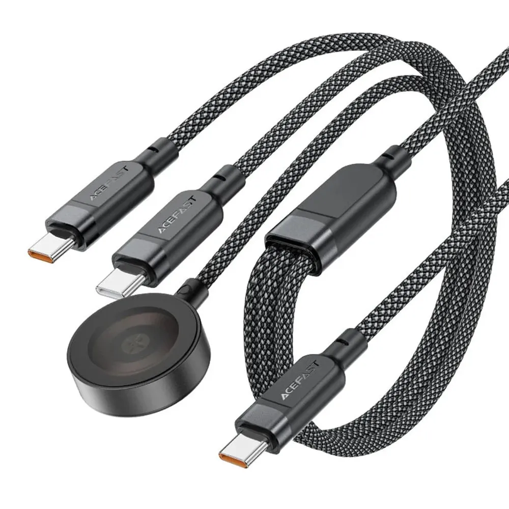 Caricabatterie Wireless Acefast 4in1 per Apple Watch Series, USB-C, Nero - immagine 1