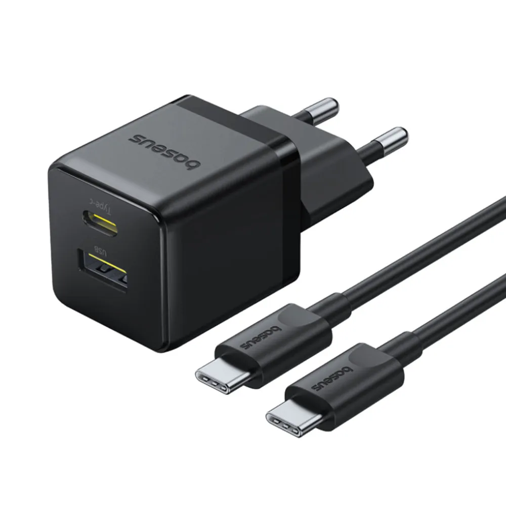 Caricabatterie Retea Con Cavo USB-C Baseus Palm, 30W, 3A, 1 x USB-A - 1 x USB-C, Nero P1011160A113-01 - immagine 1