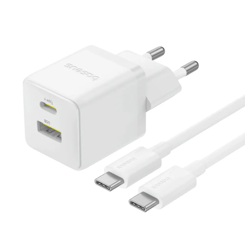 Caricabatterie Rete con Cavo USB-C Baseus Palm, 30W, 3A, 1 x USB-A - 1 x USB-C, Bianco P1011160A213-01 - immagine 1