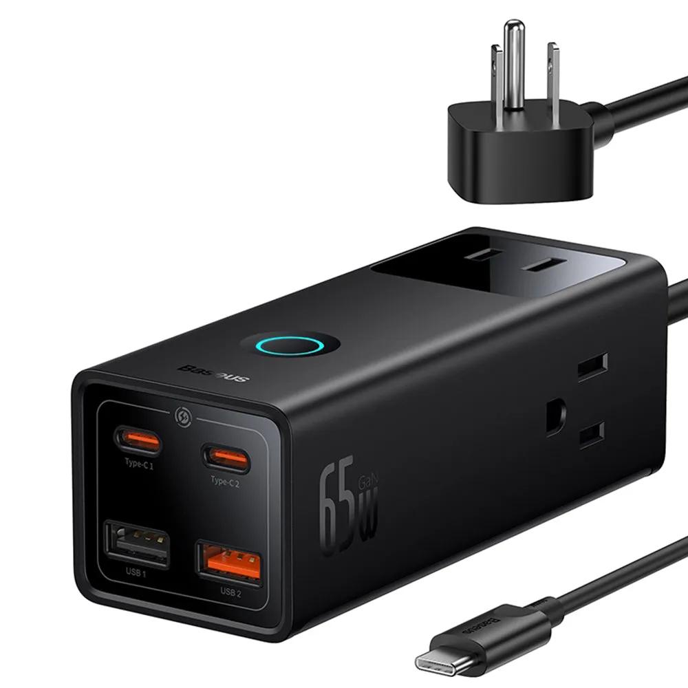 Prolunga Baseus PowerCombo US, 3 x Presa - 2 x USB-A - 2 x USB-C, Nero PSLA020101 - immagine 1