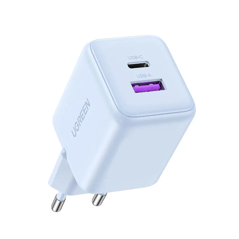 Caricabatterie Rete UGREEN X516, 30W, 3A, 1 x USB-A - 1 x USB-C, Blu - immagine 1