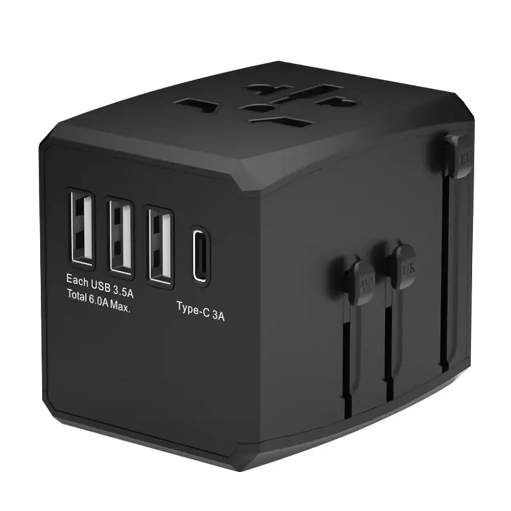 Caricabatterie da Rete Techsuit HHT904-B1 Travel, 15W, 3A, 3 x USB-A - 1 x USB-C, Nero - immagine 1