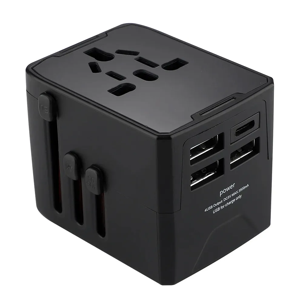 Caricabatterie da Rete Techsuit HHT520 Travel, 15W, 3A, 3 x USB-A - 1 x USB-C, Nero - immagine 1