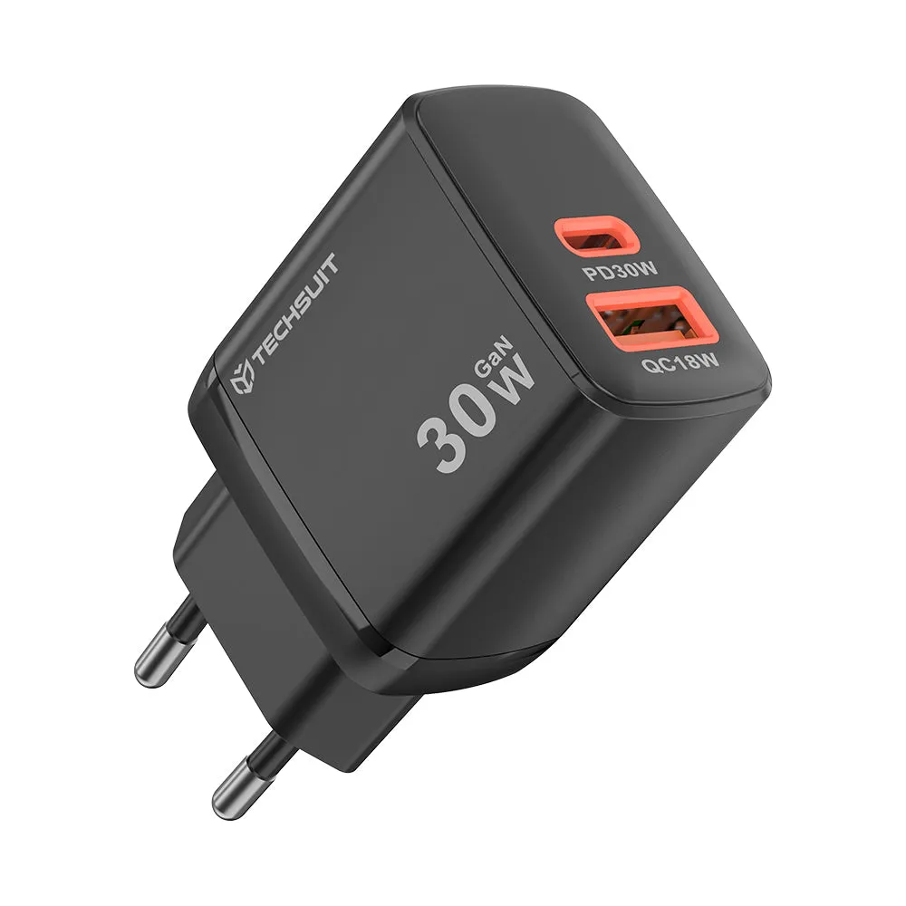 Caricabatterie Retea Techsuit CH1 Duonix, 30W, 3A, 1 x USB-A - 1 x USB-C, Nero - immagine 1