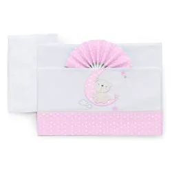 Set lenzuola culla carrozzina 3 pz MOON Rosa 15 3010 401 - immagine 1