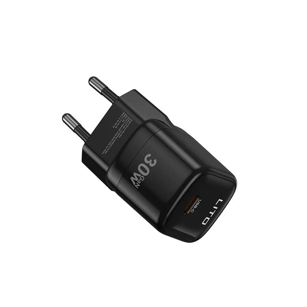 Caricabatterie da Rete Lito LC11, 30W, 3A, 1 x USB-C, Nero - immagine 1