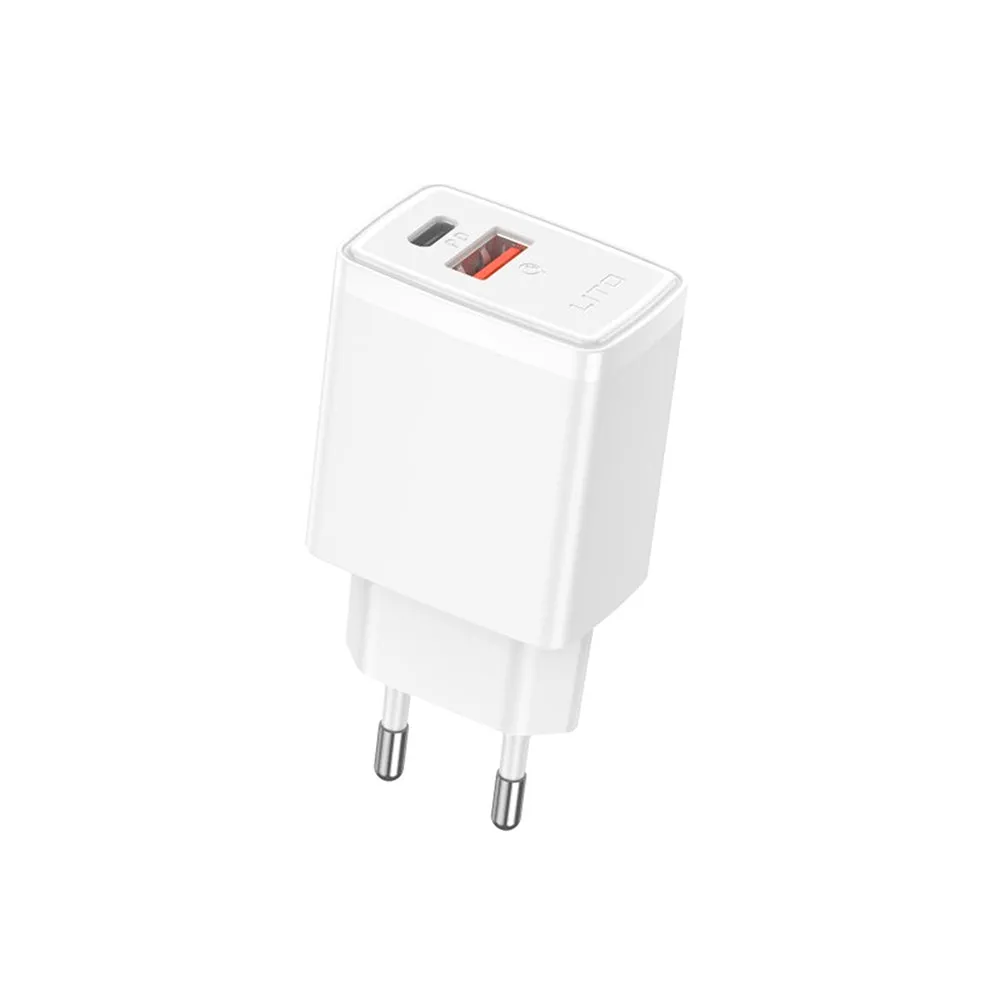 Caricabatterie Retea Lito LC09, 20W, 3A, 1 x USB-A - 1 x USB-C, Bianco - immagine 1