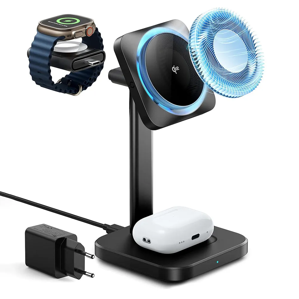 Caricabatterie Wireless Rete ESR CryoBoost 3in1, 25W, 1.67A, Nero - immagine 1