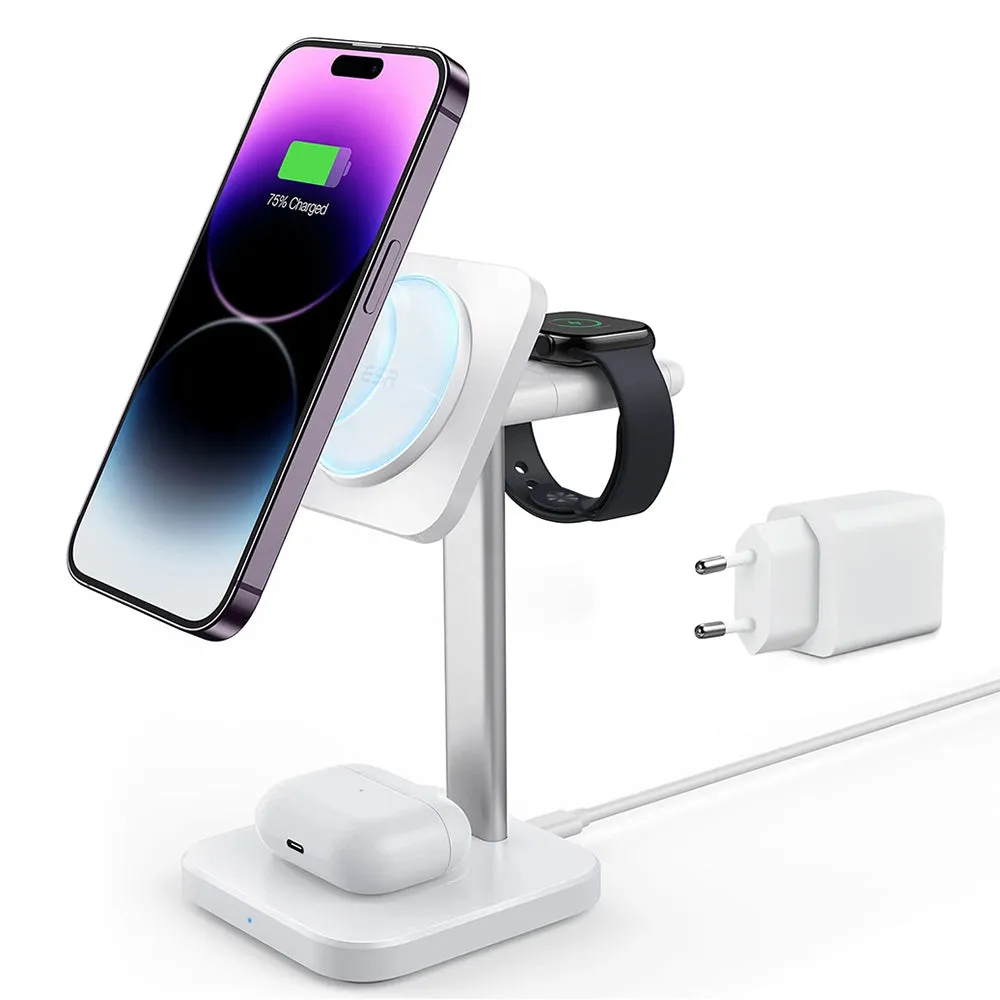Caricabatterie Wireless Retea ESR HaloLock 3in1, 15W, 1.67A, Bianco - immagine 1