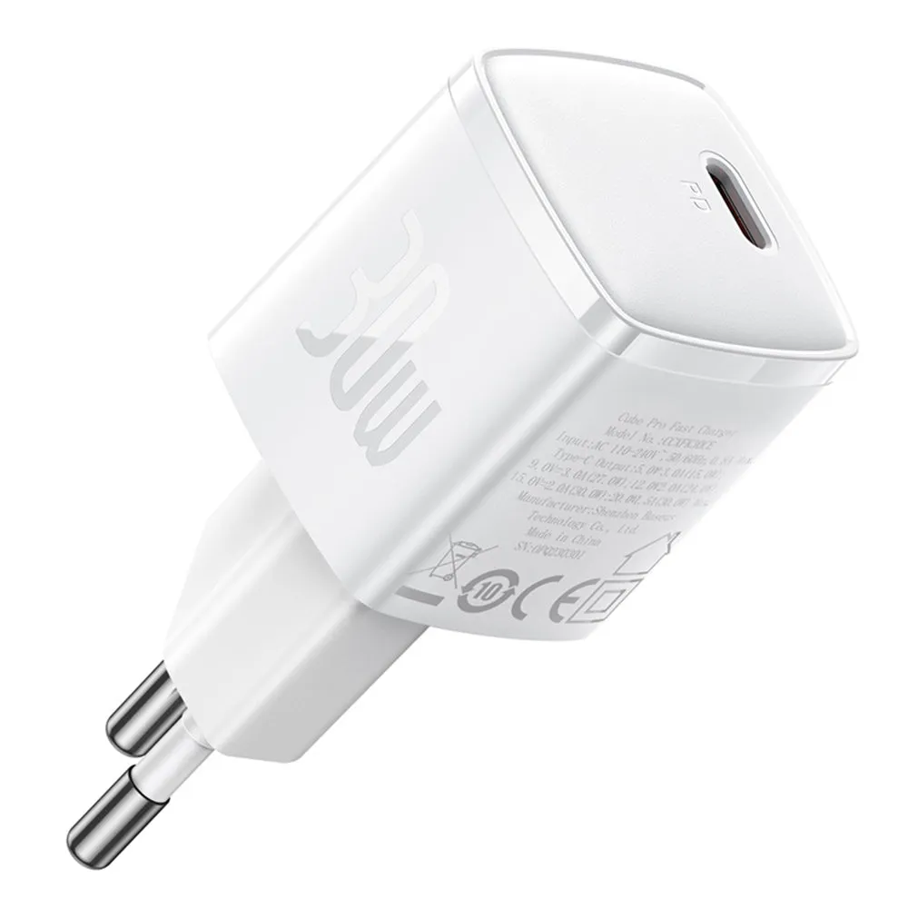 Caricabatterie Rete Baseus Cube Pro, 30W, 3A, 1 x USB-C, Bianco CCXF000302 - immagine 1
