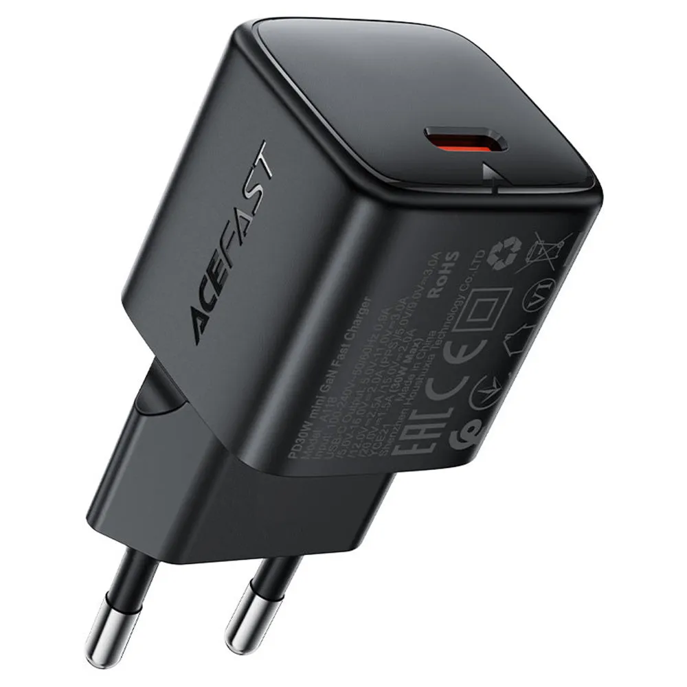 Caricabatterie Retea Acefast A118, 30W, 3A, 1 x USB-C, Nero - immagine 1