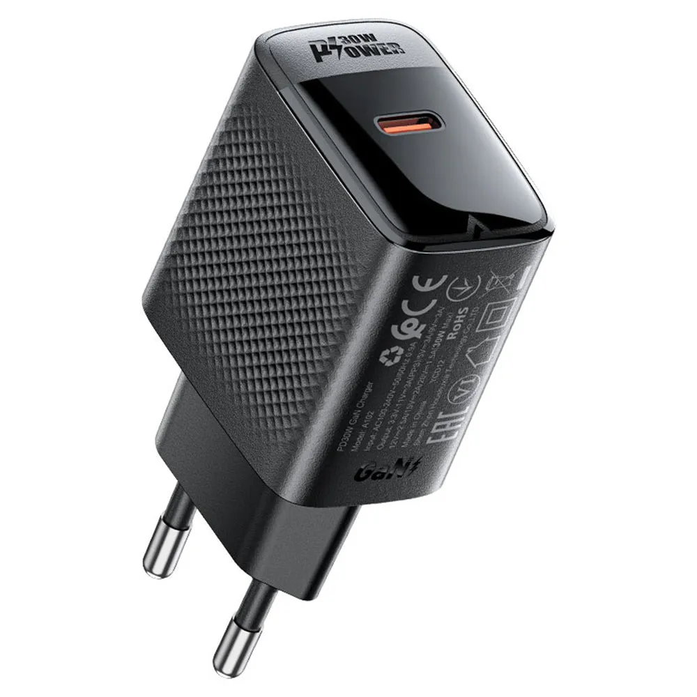 Caricabatterie Retea Acefast A102, 30W, 3A, 1 x USB-C, Nero - immagine 1