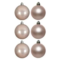Set palline albero Natale (6pz-8cm) Plastica Blush pink 9022114 - immagine 1