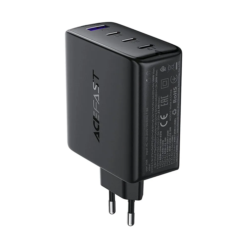 Caricabatterie da rete Acefast A94, 100W, 5A, 1 x USB-A - 3 x USB-C, Nero - immagine 1