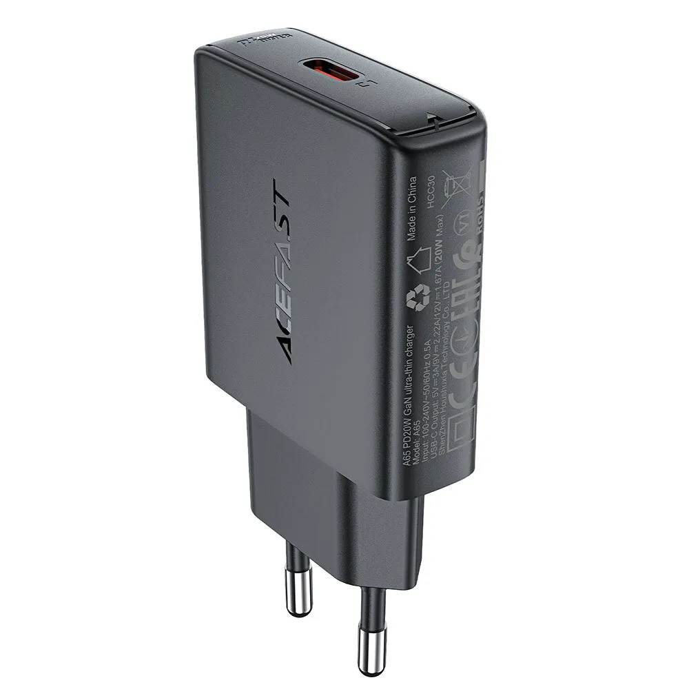 Caricabatterie Retea Acefast A65, 20W, 3A, 1 x USB-C, Nero - immagine 1