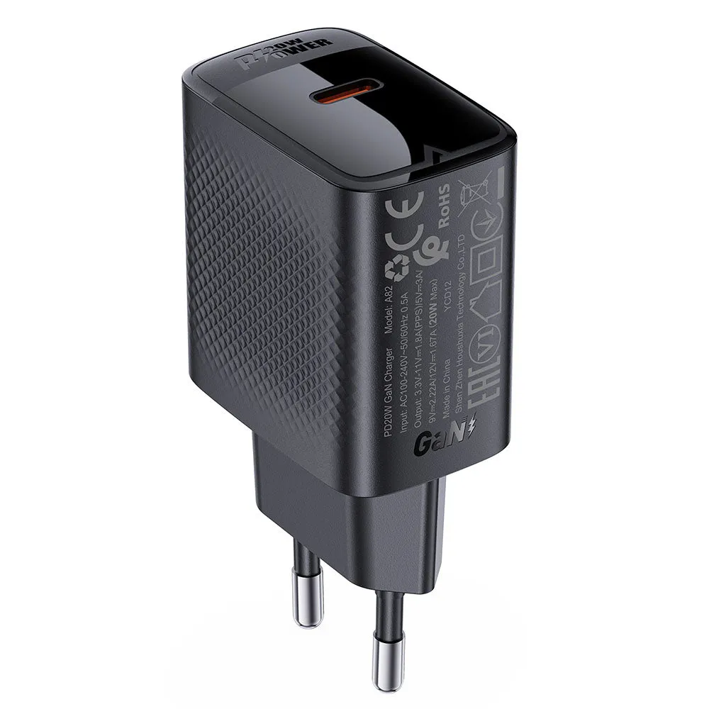Caricabatterie Retea Acefast A82, 20W, 3A, 1 x USB-C, Nero - immagine 1