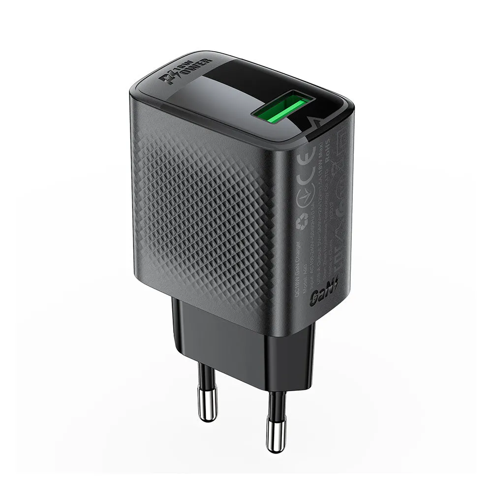 Caricabatterie Retea Acefast A90, 18W, 3A, 1 x USB-A, Nero - immagine 1