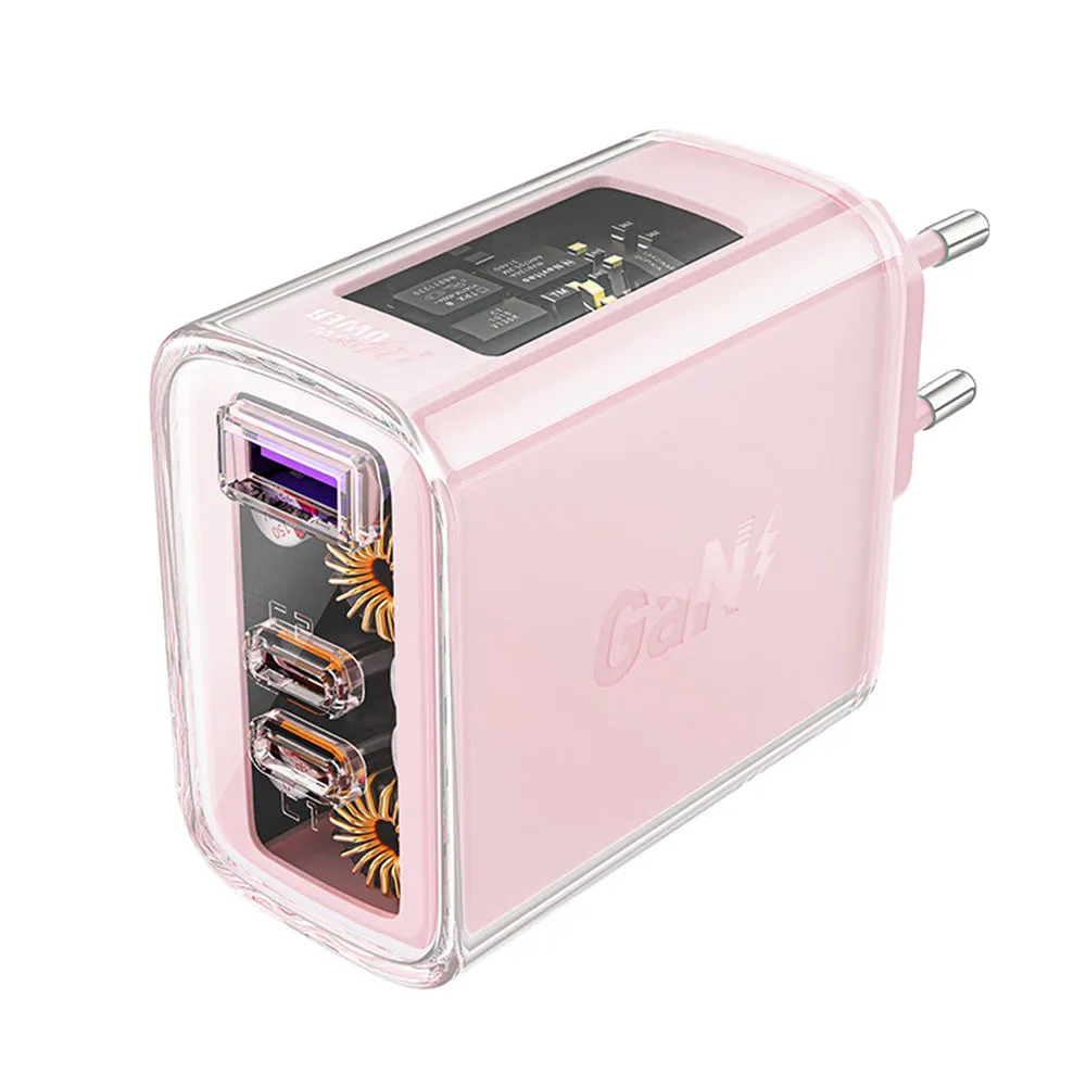 Caricabatterie Retea Acefast A45 Exploration, 65W, 3.25A, 1 x USB-A - 2 x USB-C, Rosa - immagine 1