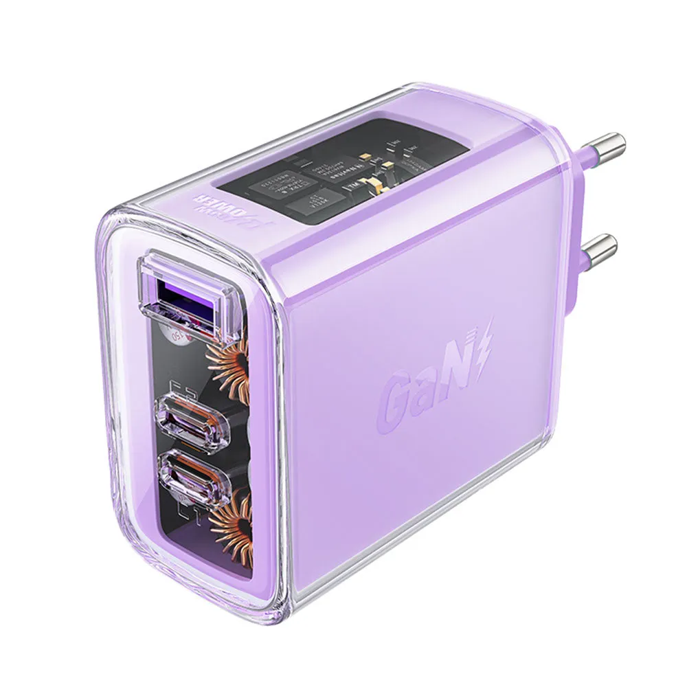 Caricabatterie Retea Acefast A45 Exploration, 65W, 3.25A, 1 x USB-A - 2 x USB-C, Viola - immagine 1