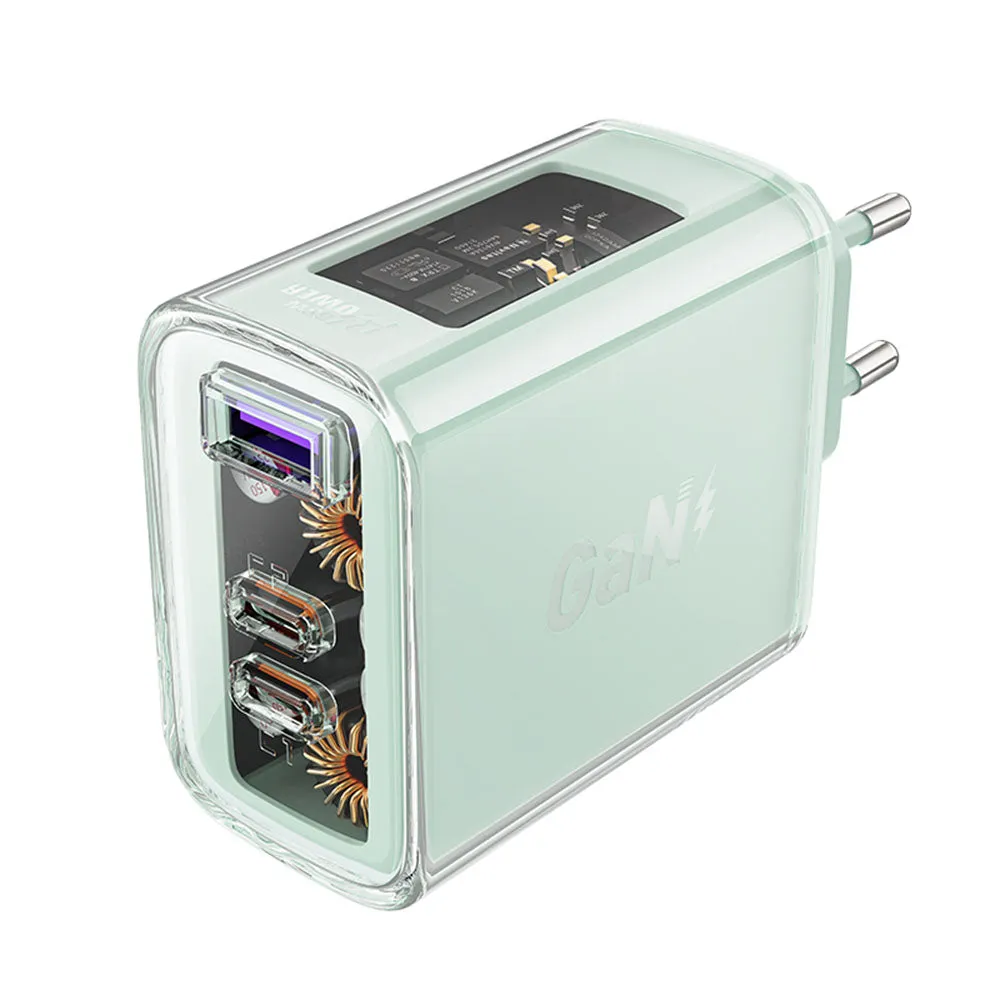 Caricabatterie Rete Acefast A45 Exploration, 65W, 3.25A, 1 x USB-A - 2 x USB-C, Verde - immagine 1