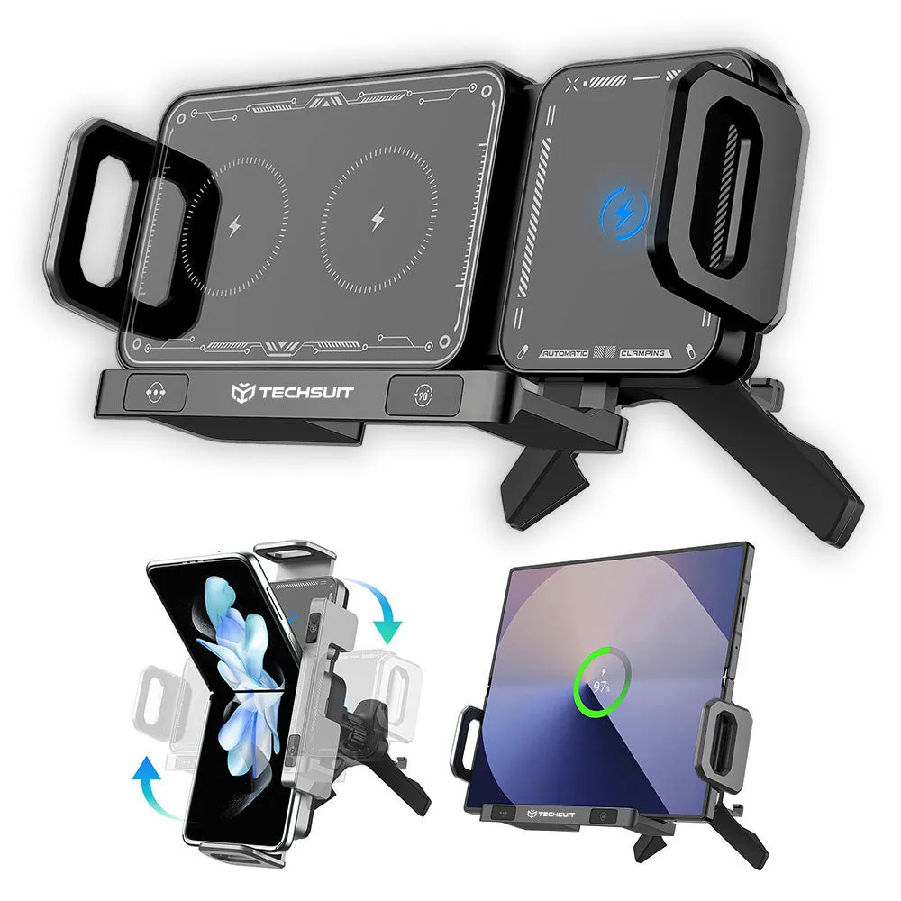 Caricabatterie Auto Wireless Techsuit SW1 ModoDock, 15W, 1.67A, Nero - immagine 1