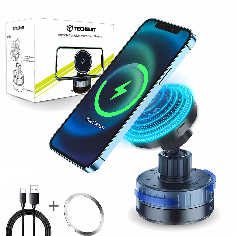Caricabatterie Auto Wireless Techsuit HOLD253, 15W, 1.67A, Nero - immagine 1