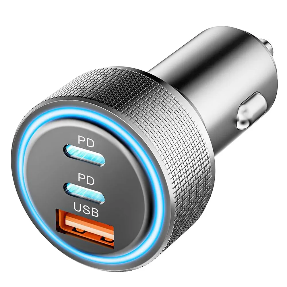 Caricabatterie Auto Techsuit C6 DriveBoost, 60W, 3A, 1 x USB-A - 2 x USB-C, Argento - immagine 1