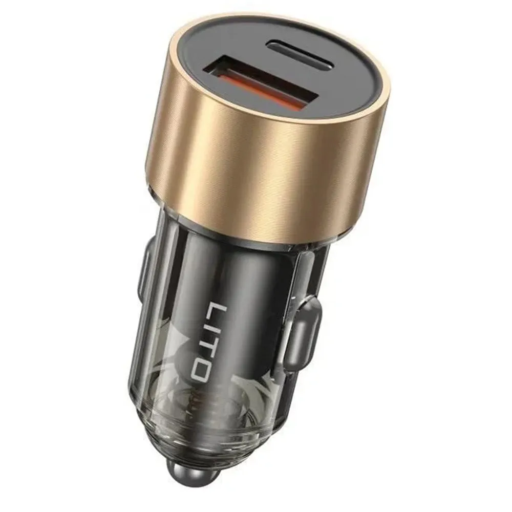 Caricabatterie Auto Lito IN-C04, 52W, 3A, 1 x USB-A - 1 x USB-C, Nero - immagine 1