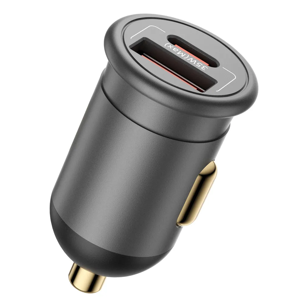 Caricabatterie Auto Blueo, 35W, 3A, 1 x USB-A - 1 x USB-C, Grigio - immagine 1
