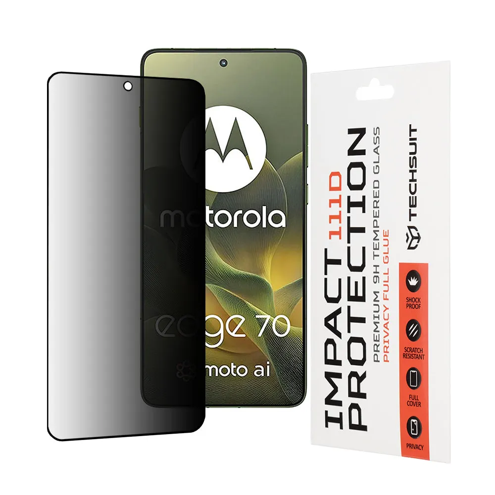 Pellicola Protettiva Schermo Privacy Techsuit per Motorola Edge 70, Vetro Temperato, Full Glue, 111D - immagine 1