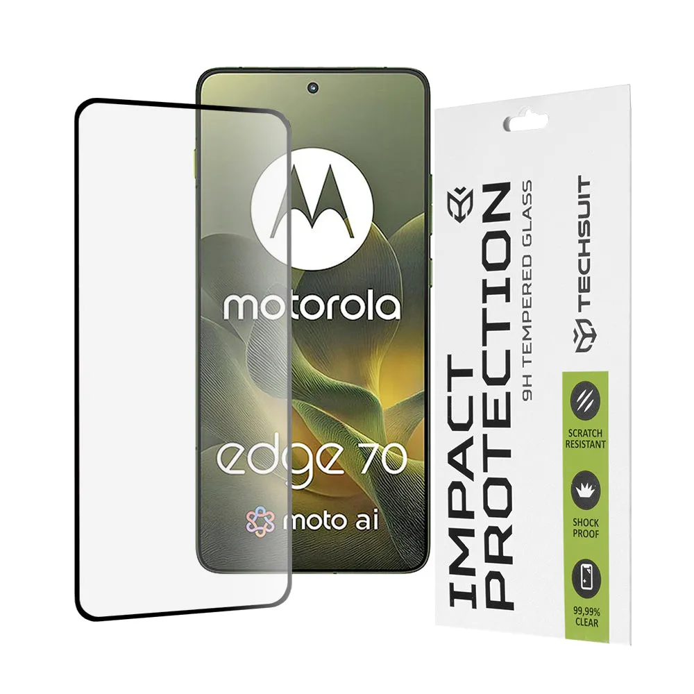 Pellicola protettiva per schermo Techsuit per Motorola Edge 70, Vetro Temperato, Full Glue, 111D, Nera - immagine 1