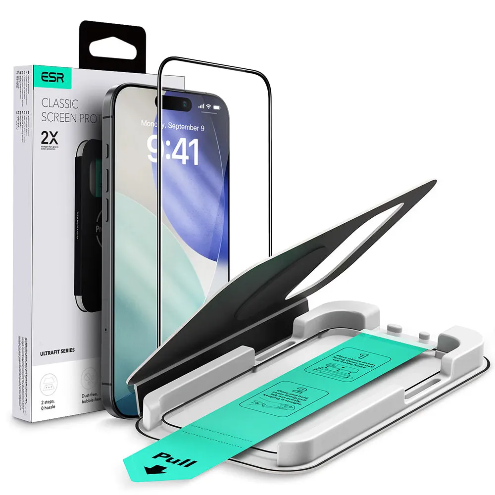 Pellicola protettiva ESR UltraFit per Apple iPhone 17 Pro, Vetro Temperato, Full Glue, Nera - immagine 1