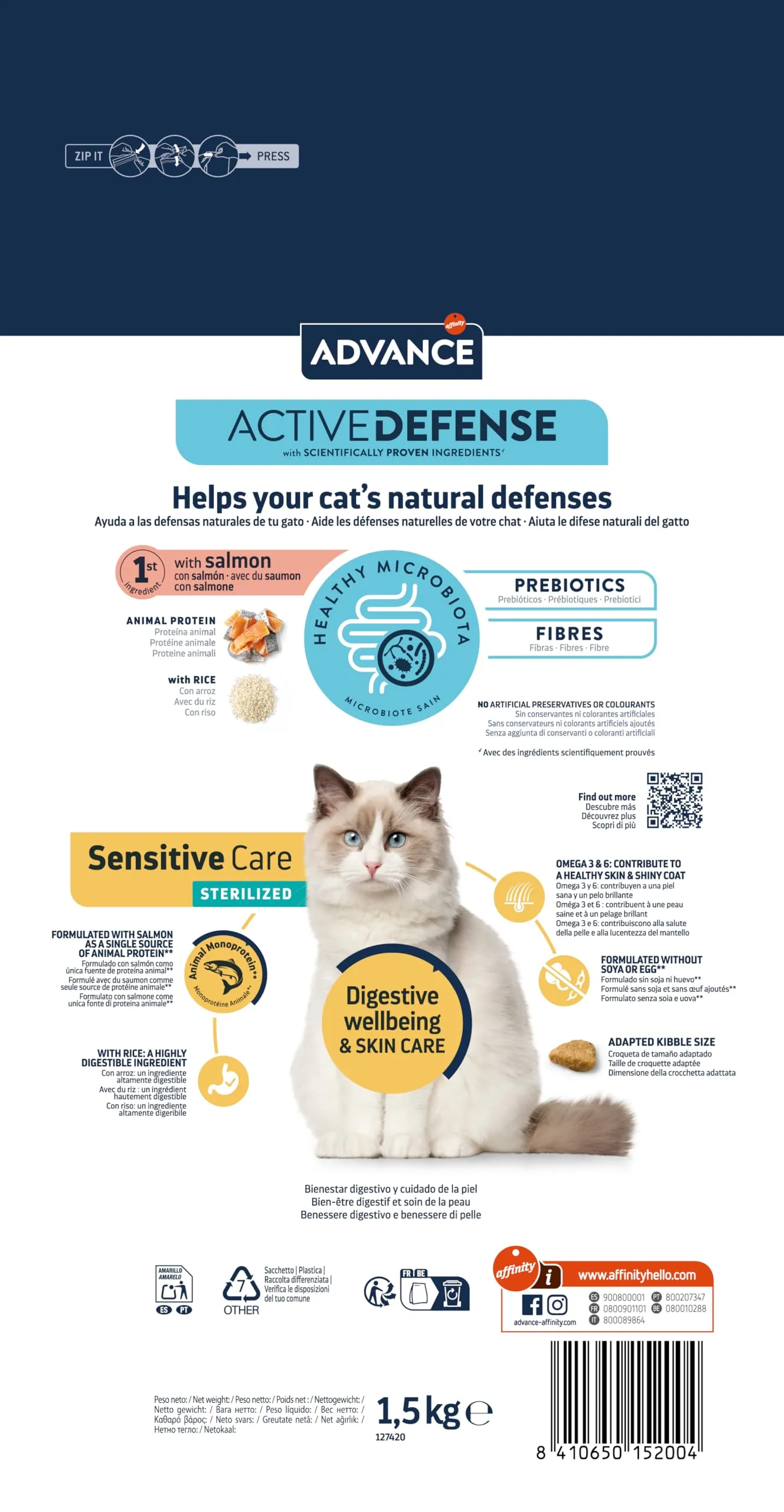 Advance Sensitive Sterilized - Cibo per Gatti Sterilizzati Adulti con Salmone - 1.5kg - immagine 3