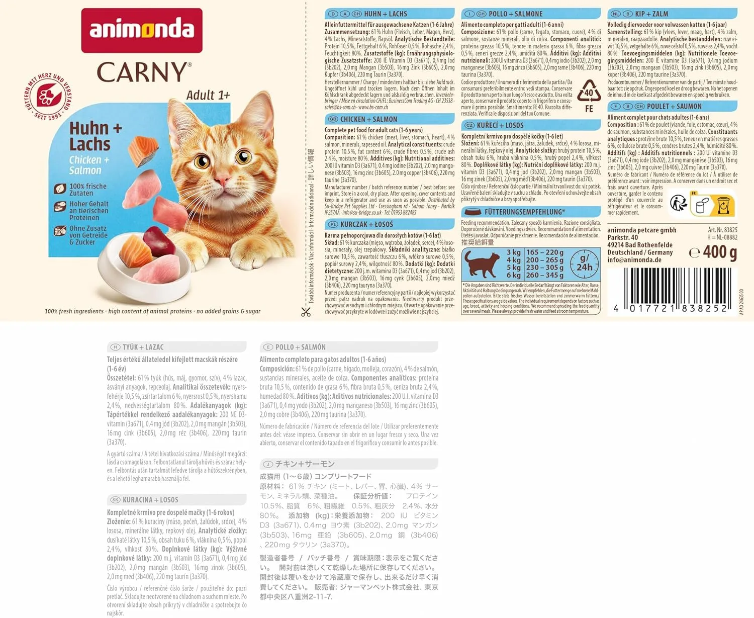 animonda Carny Adult, cibo umido per gatti, Pollo + Salmone 6 x 400 g - immagine 4