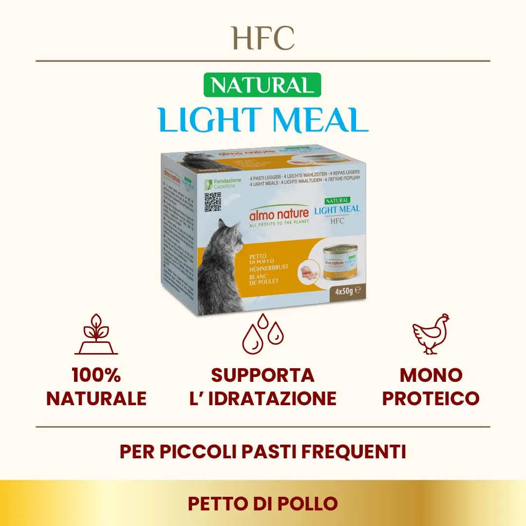 almo nature HFC Natural Light Meal - Petto di Pollo - Cibo Umido per Gatti Adulti - 4 lattine da 50g - immagine 2