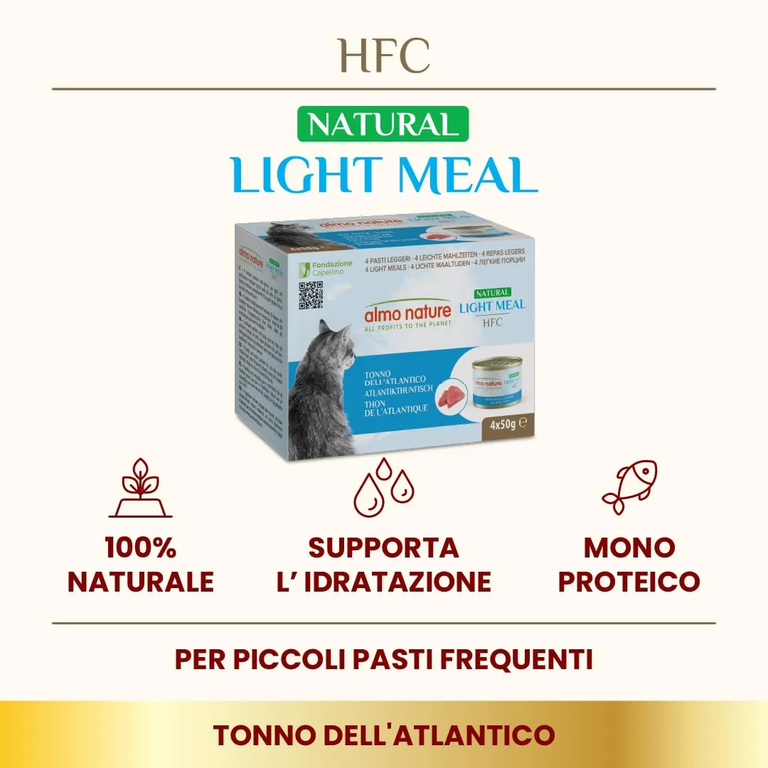 Almo Nature HFC Natural Light Meal - Tonno dell'Atlantico - Human-Grade, Senza Glutine, Monoproteico - 4 x 50 g - immagine 2