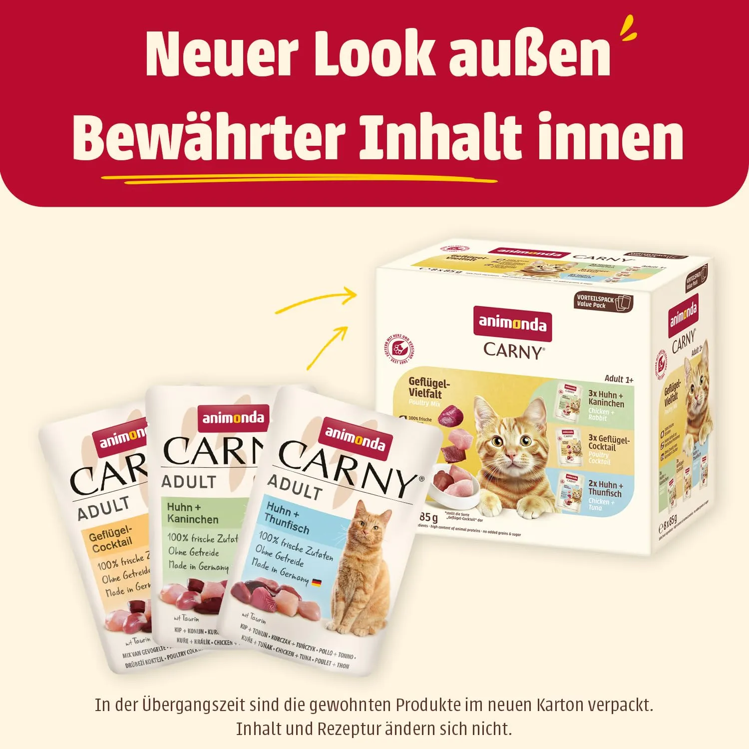 animonda Carny Adult, cibo umido per gatti, senza zucchero e senza cereali, Mix di Pollame con 8 Buste Fresche 8 x 85 g - immagine 3