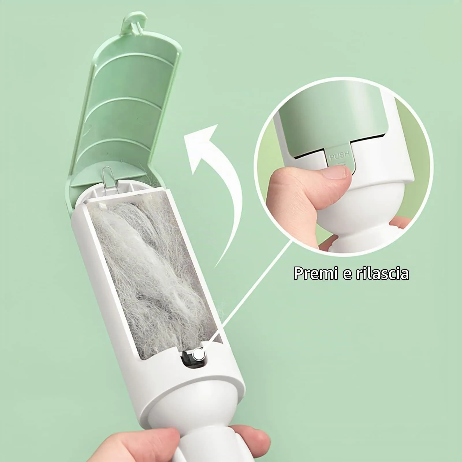 Rulli riutilizzabili per peli di Animali Domestici, Rimozione Di Pelucchi Per Peli Di Animali Domestici Per Vestiti, Rullo for la rimozione dei peli di animali domestici (verde) - immagine 3