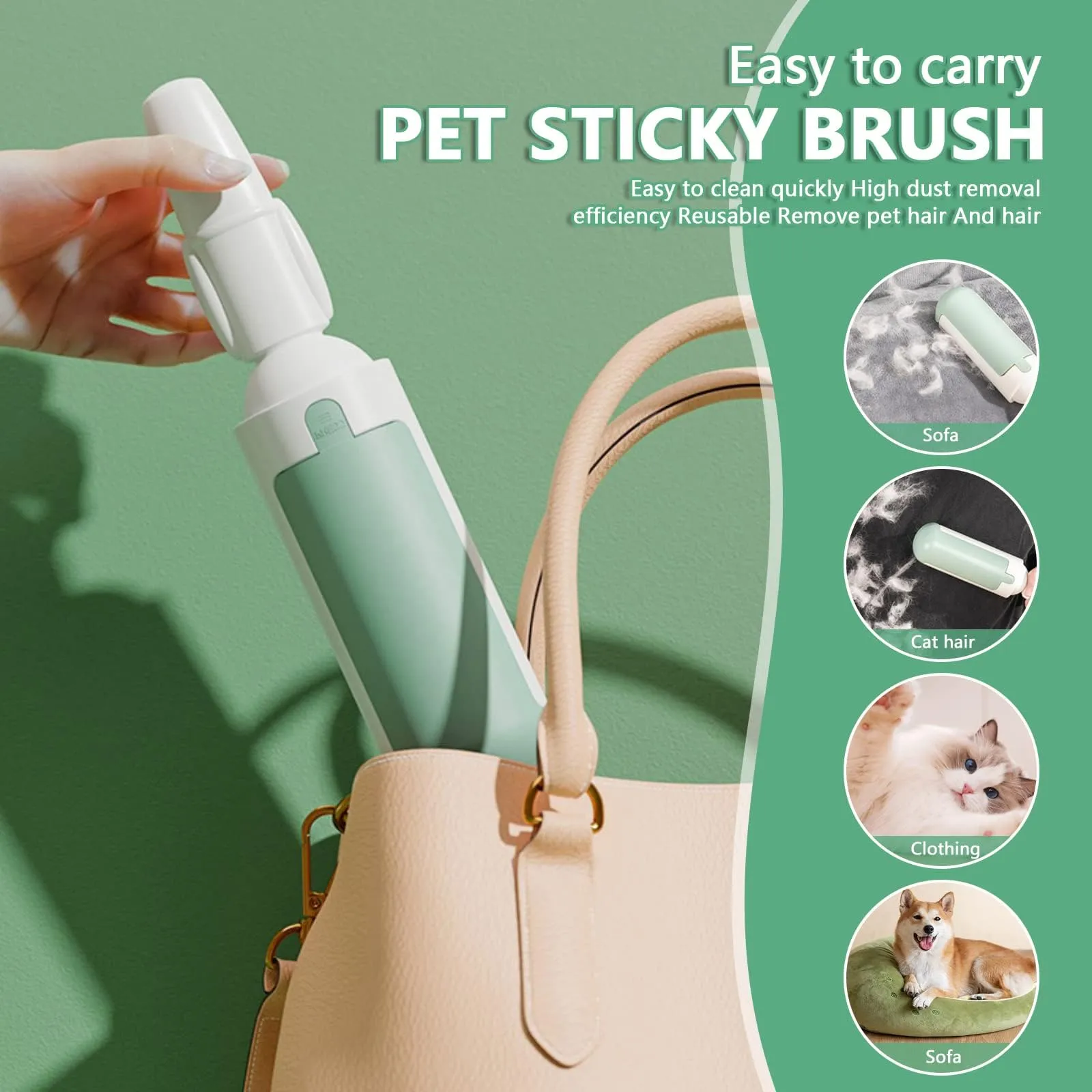 Rulli riutilizzabili per peli di Animali Domestici, Rimozione Di Pelucchi Per Peli Di Animali Domestici Per Vestiti, Rullo for la rimozione dei peli di animali domestici (verde) - immagine 6