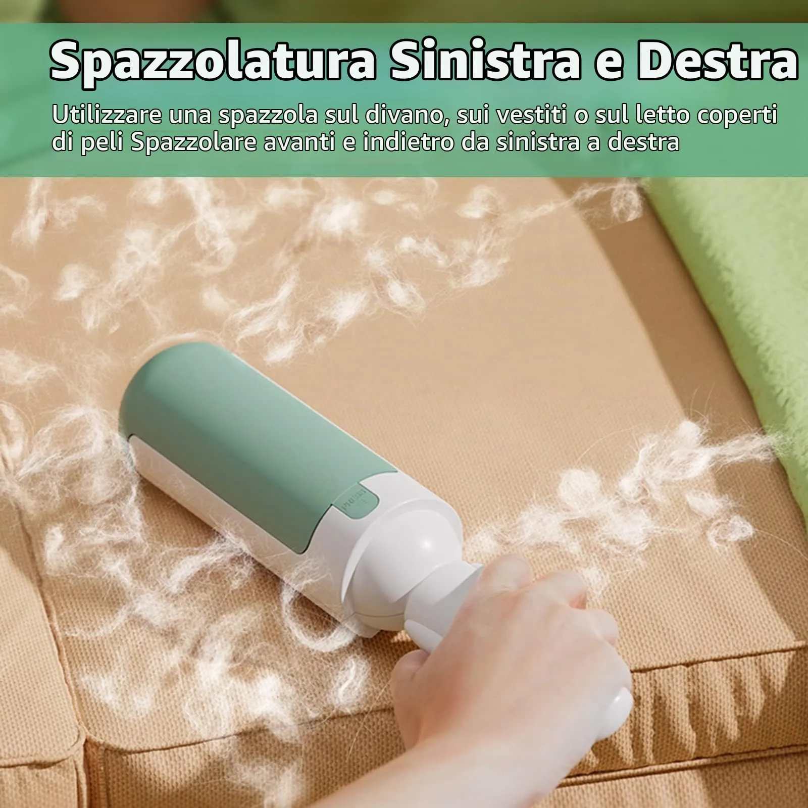 Rulli riutilizzabili per peli di Animali Domestici, Rimozione Di Pelucchi Per Peli Di Animali Domestici Per Vestiti, Rullo for la rimozione dei peli di animali domestici (verde) - immagine 7