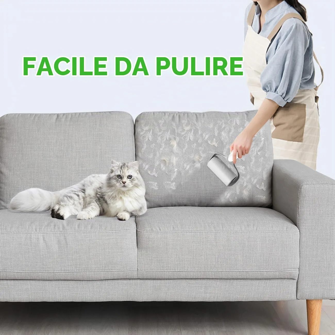 Nuage Foyer - Rullo per pelucchi, adesivo extra, 300 fogli (1 manico, 5 ricariche) per peli di animali domestici, vestiti, mobili e tappeti - immagine 2
