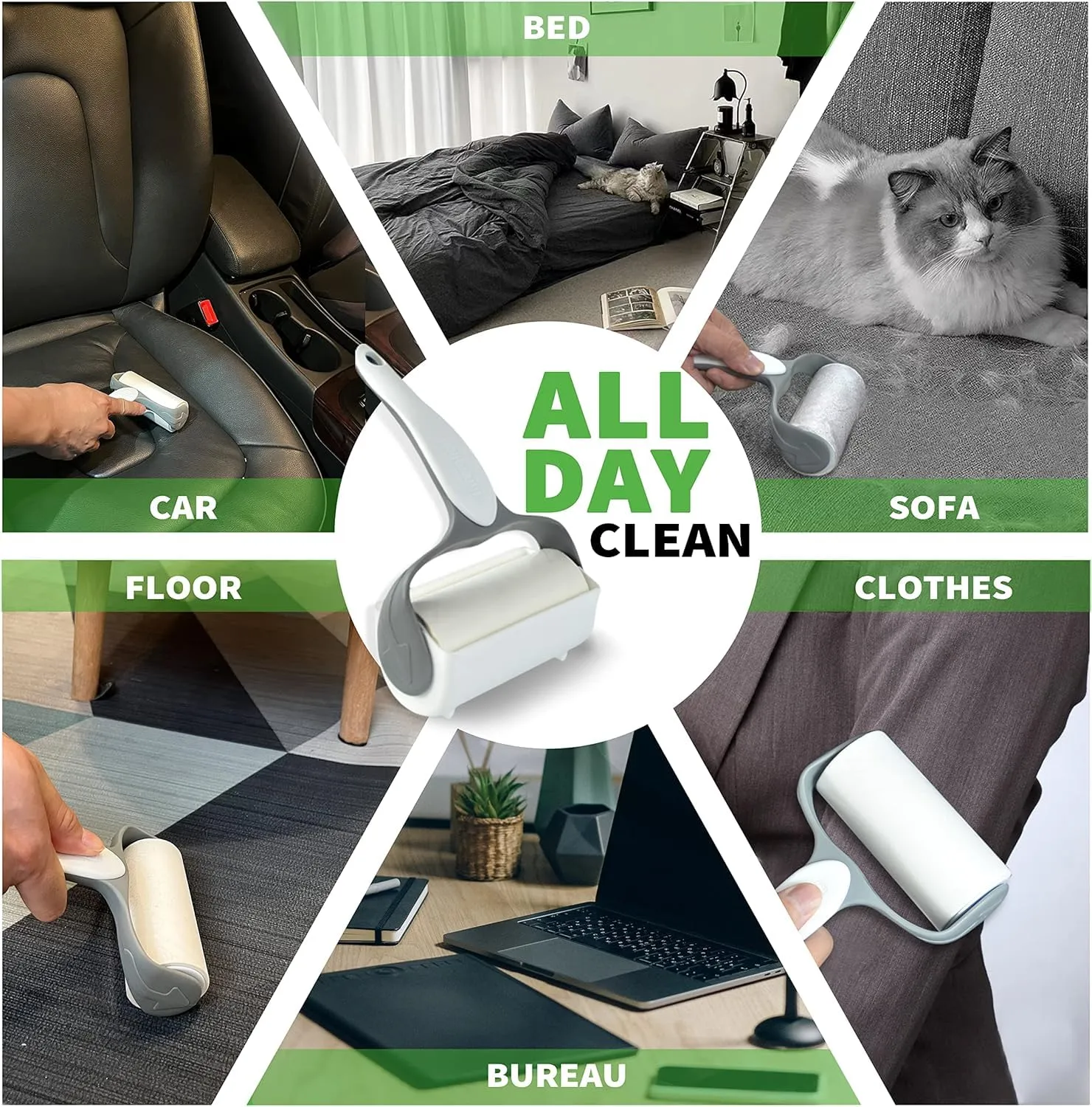 Nuage Foyer - Rullo per pelucchi, adesivo extra, 300 fogli (1 manico, 5 ricariche) per peli di animali domestici, vestiti, mobili e tappeti - immagine 7