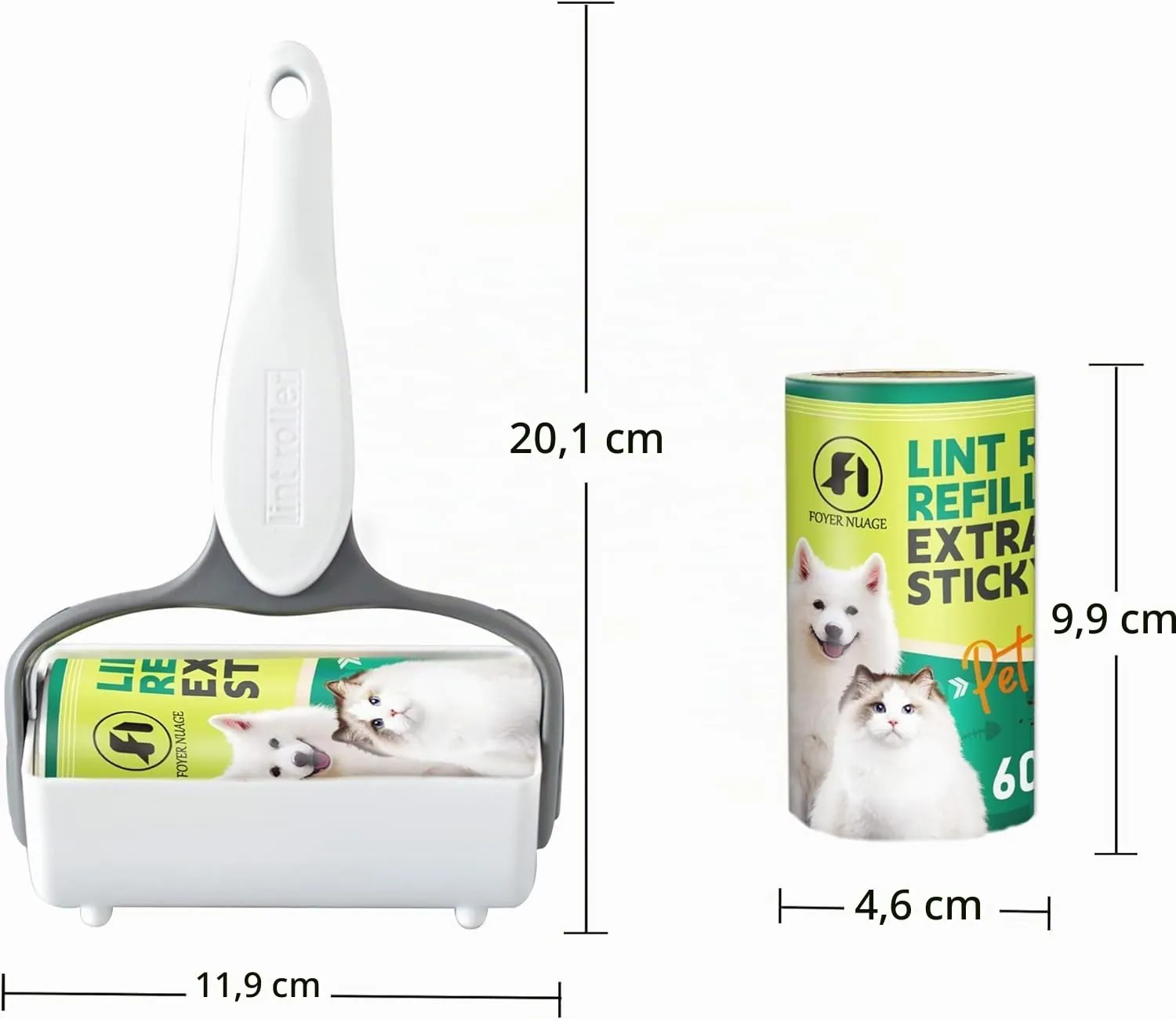 Nuage Foyer - Rullo per pelucchi, adesivo extra, 300 fogli (1 manico, 5 ricariche) per peli di animali domestici, vestiti, mobili e tappeti - immagine 9