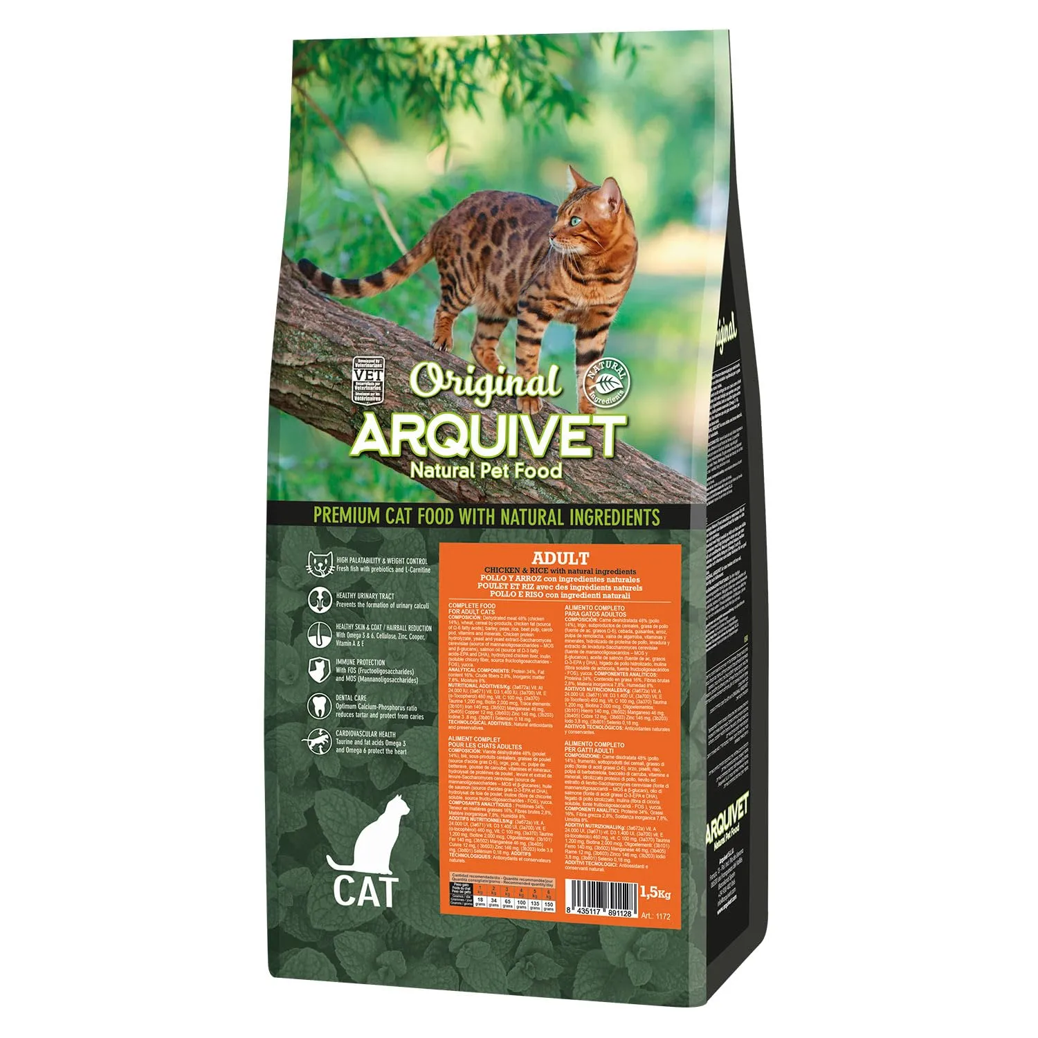 Arquivet-Original - Adult - Cibo per gatti - Pollo e riso - 1,5 Kg - immagine 1