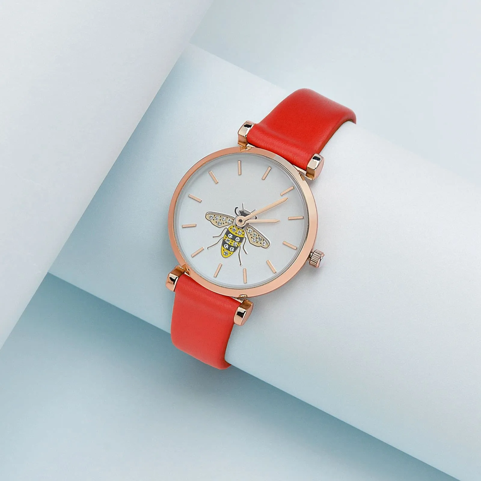 WOCCI 14mm Elegante Cinturino per Orologio con Fibbia Oro Rosa (Rosso) - immagine 2
