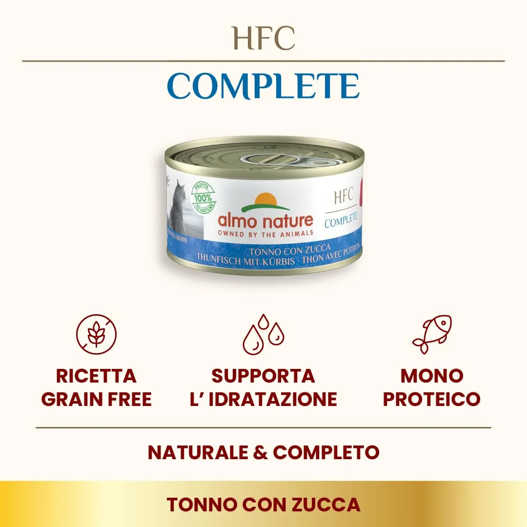 Almo Nature HFC Complete, Alimento Umido per Gatti Adulti - Tonno con Zucca, Senza Glutine- 70g, Confezione da 24 - immagine 2